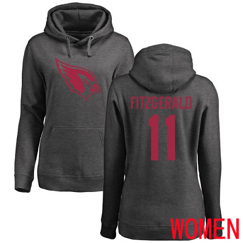 Arizona Cardinals Ash Women Larry Fitzgerald One Color NFL Football #11 Pullover Hoodie Sweatshirts->nfl t-shirts->Sports Accessory